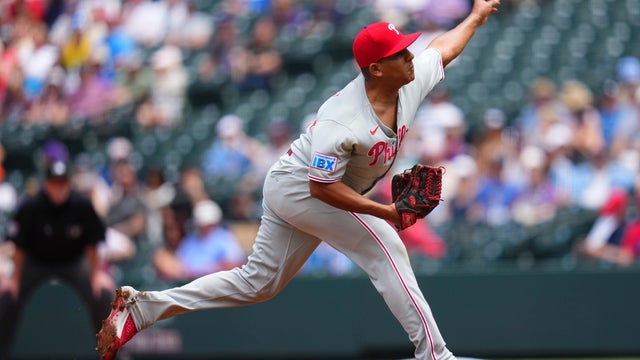 Phillies pitcher Ranger Suarez throws during Thursday's game against the Rockies in Denver 