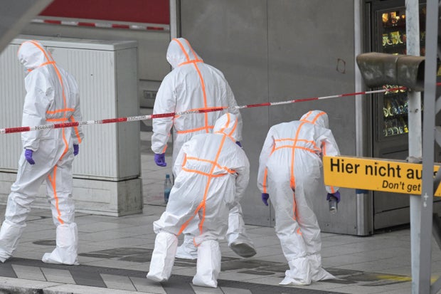Aftermath of a knife attack at Hamburg's main train station