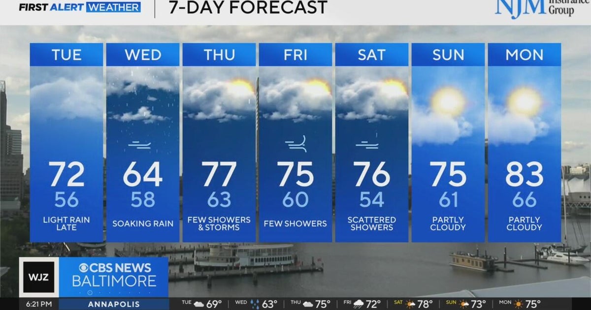 Rain chances return to Maryland on Tuesday - CBS Baltimore
