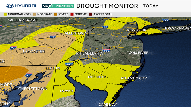 Weather map with drought monitor information, some of the area is still under abnormally dry conditions