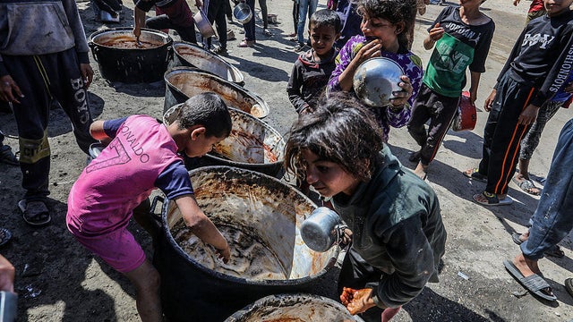 Food distributed to Palestinians in Gaza under Israeli attacks 
