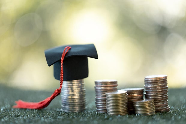 Planning student loan for studying abroad for college or university degree. concept for education and scholarship, student loan, study financial, save money for a degree, saving for education 