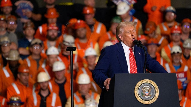 President Trump speaks at a rally at U.S. Steel's Irvin Works plant in West Mifflin, Pennsylvania, on May 30, 2025. 