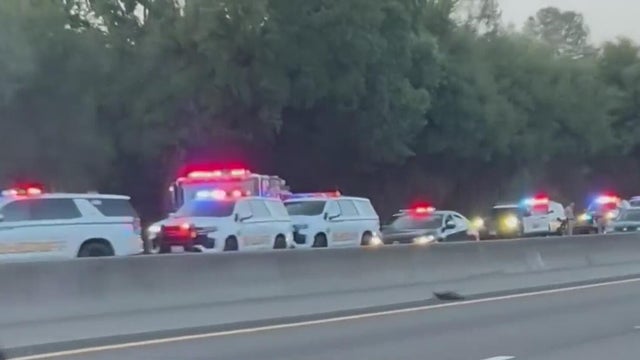 Police car with bright lights and siren 