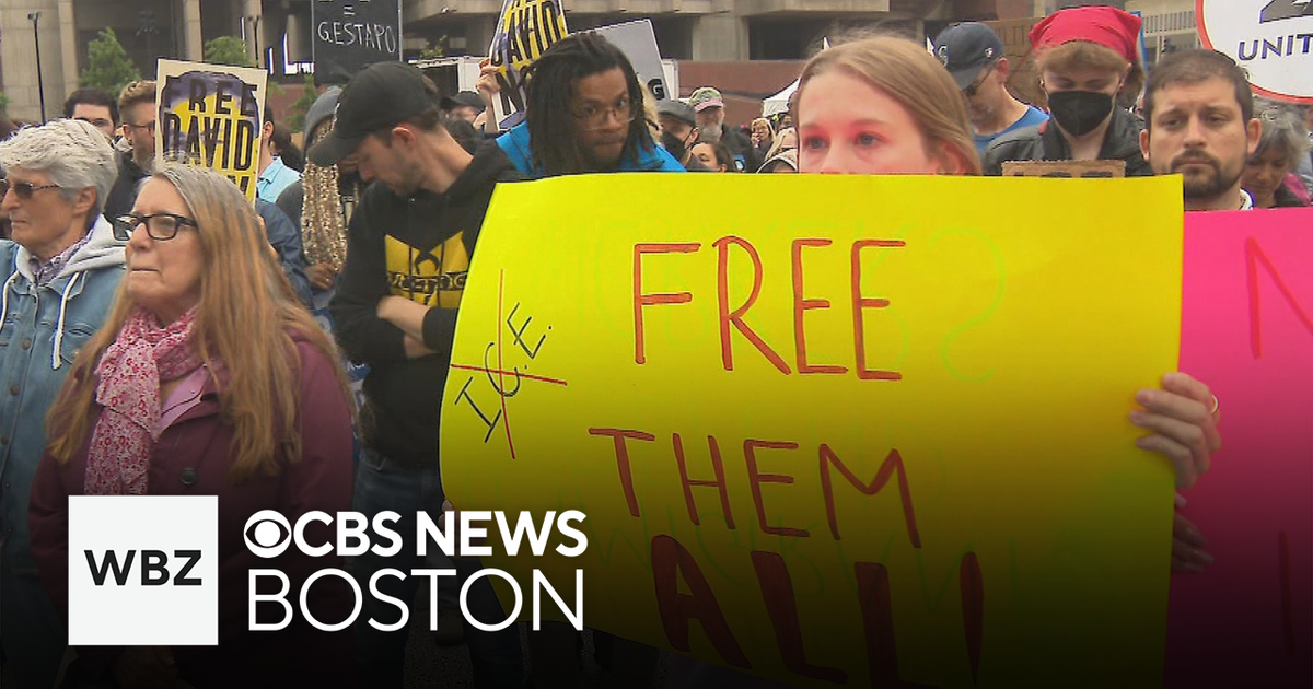 Hundreds protest in Boston against ICE raids - CBS Boston
