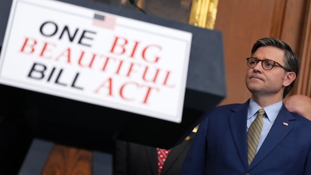 Speaker of the House Mike Johnson holds a press conference after the House narrowly passed a bill forwarding President Trump's agenda at the U.S. Capitol on May 22, 2025 in Washington, DC. 
