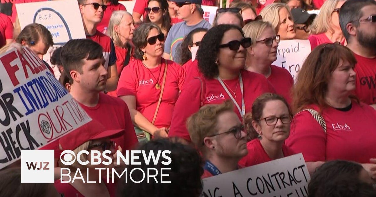Baltimore County teachers continue fight for promised pay raises - CBS ...