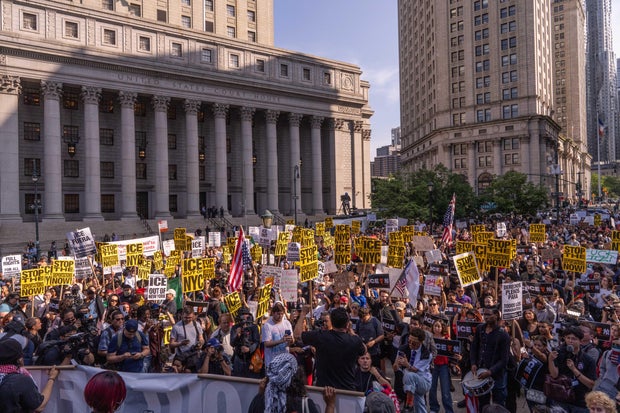 Protesters Gather In New York To Denounce ICE Immigration Raids 