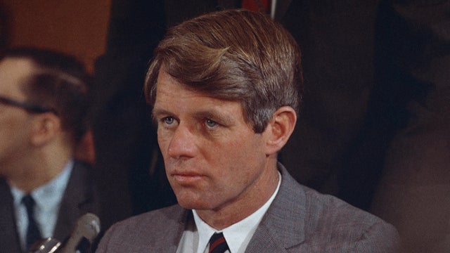 Senator Robert F. Kennedy is shown during a news conference at the Overseas Press Club in New York, Feb. 1, 1968. 