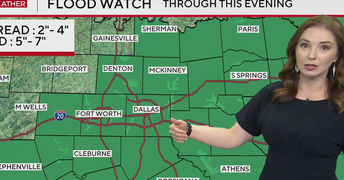 Most of North Texas under flood watch through Thursday evening - CBS Texas