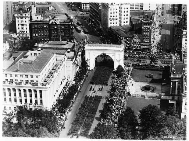 Soldiers Parade Beneath Arch