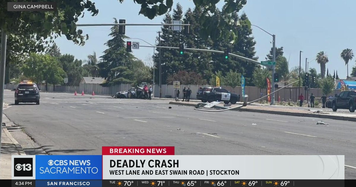 Driver dies after fiery crash into traffic police in Stockton - CBS ...