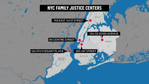 Map showing NYC Family Justice Centers