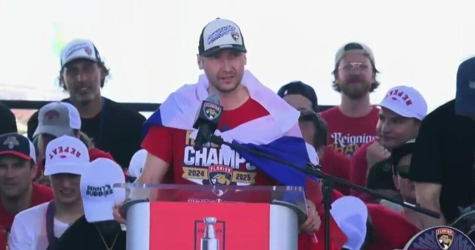 Panthers’ Sergei Bobrovsky at Stanley Cup victory rally