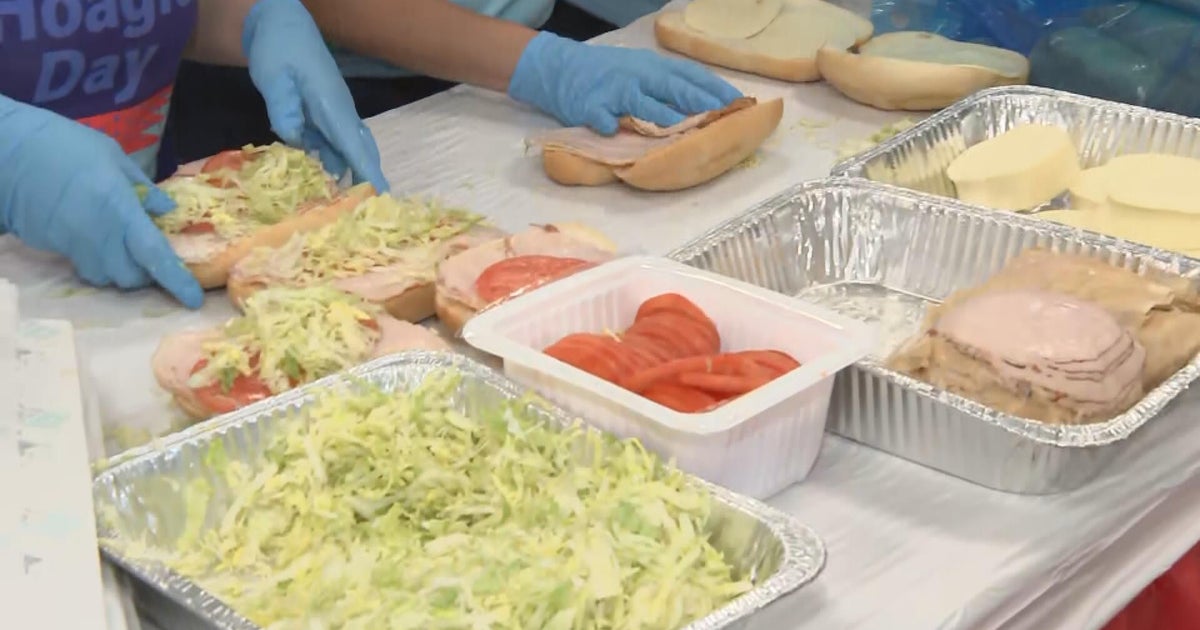 Workers assembling 25,000 hoagies for Wawa Hoagie Day 