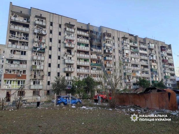 Aftermath of Russian missile and drone attacks in Smila 