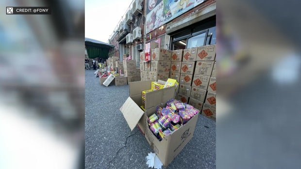 Illegal fireworks in boxes outside a Brooklyn business 