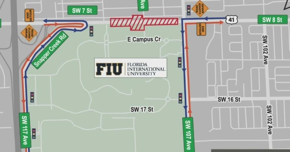 Nightly road closures begin for new FIU pedestrian bridge construction