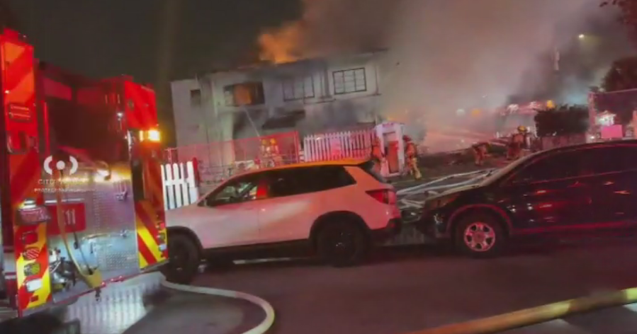 Office next to demolished Pacific Dining Car restaurant burns 