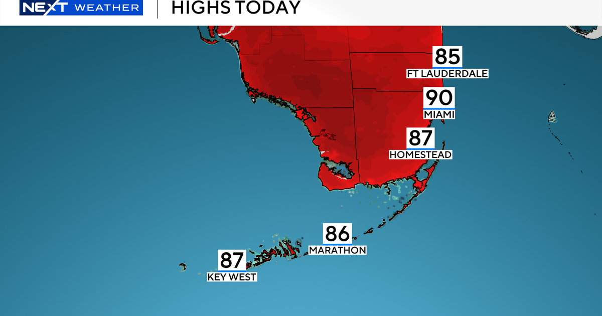 Scattered storms across South Florida with seasonable afternoon high temperatures