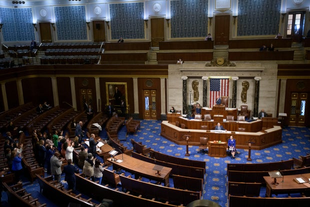 House Minority Leader Hakeem Jeffries of New York speaks successful  the House enclosure  arsenic  Democrats basal   to applaud him earlier  the last  ballot  connected  President Trump's taxation  and spending measure  astatine  the U.S. Capitol successful  Washington, D.C., connected  July 3, 2025. 