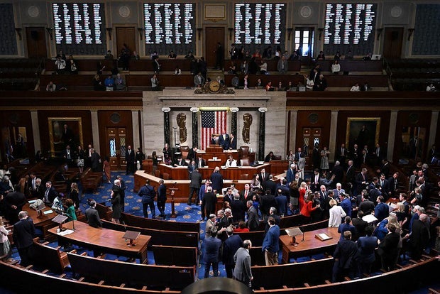 House members vote on President Trump's tax bill at the Capitol on July 3, 2025. 