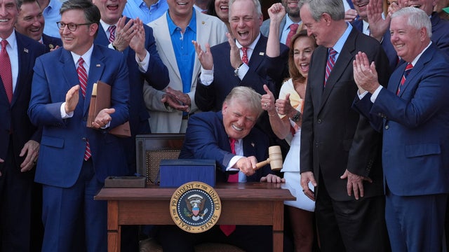 Speaker of the House Mike Johnson (R-LA) signs the bill during an enrollment ceremony for H.R. 1, the One, Big, Beautiful Bill Act at the U.S. Capitol on July 03, 2025 in Washington, DC. 