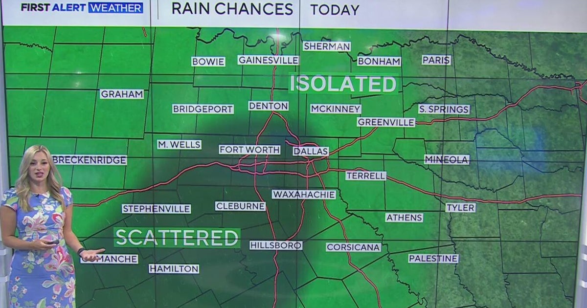 Spotty showers, storms continue to move across North Texas - CBS Texas