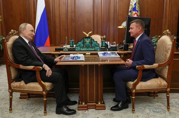 FILE PHOTO: Russian Minister of Transport Roman Starovoit attends a meeting with Russian President Vladimir Putin, in Moscow 