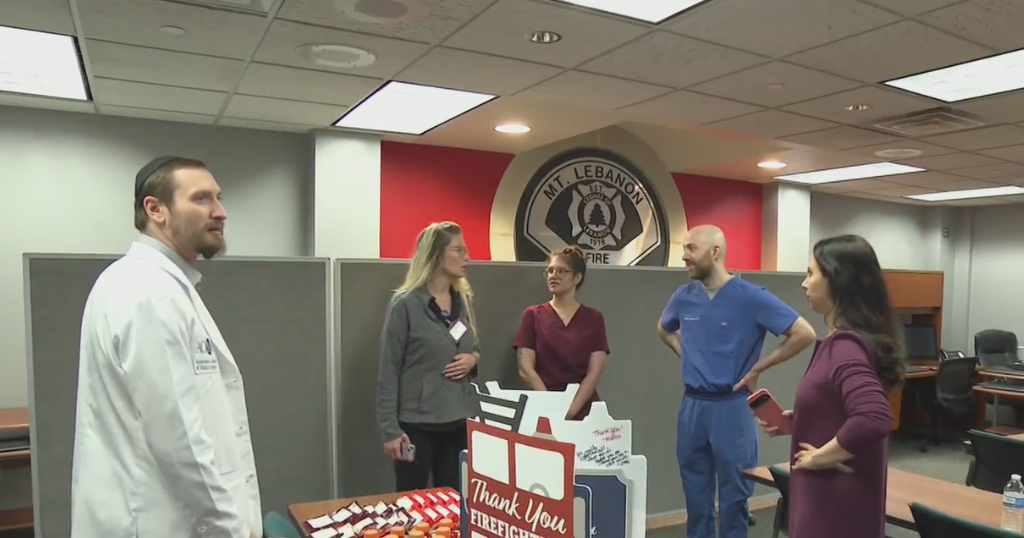 Mt. Lebanon Dermatology provides free screenings for local firefighters, "Always there when we need them." 