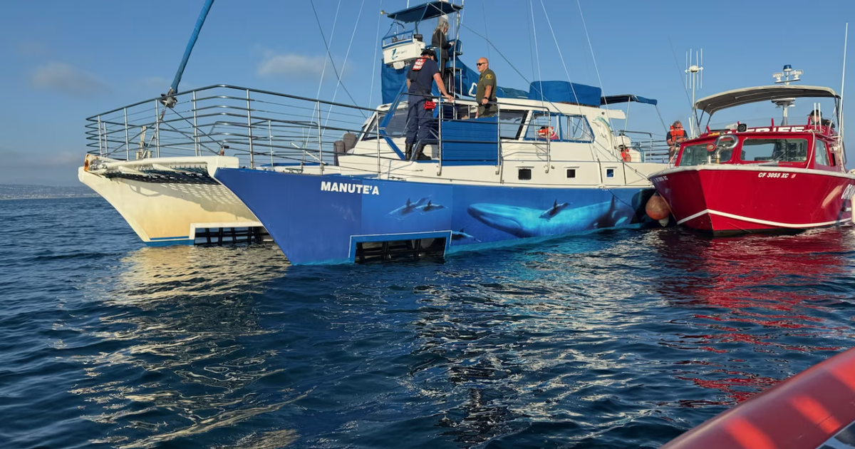 Coast Guard rescues 11 people from flooding charter catamaran near Dana Point - CBS Los Angeles