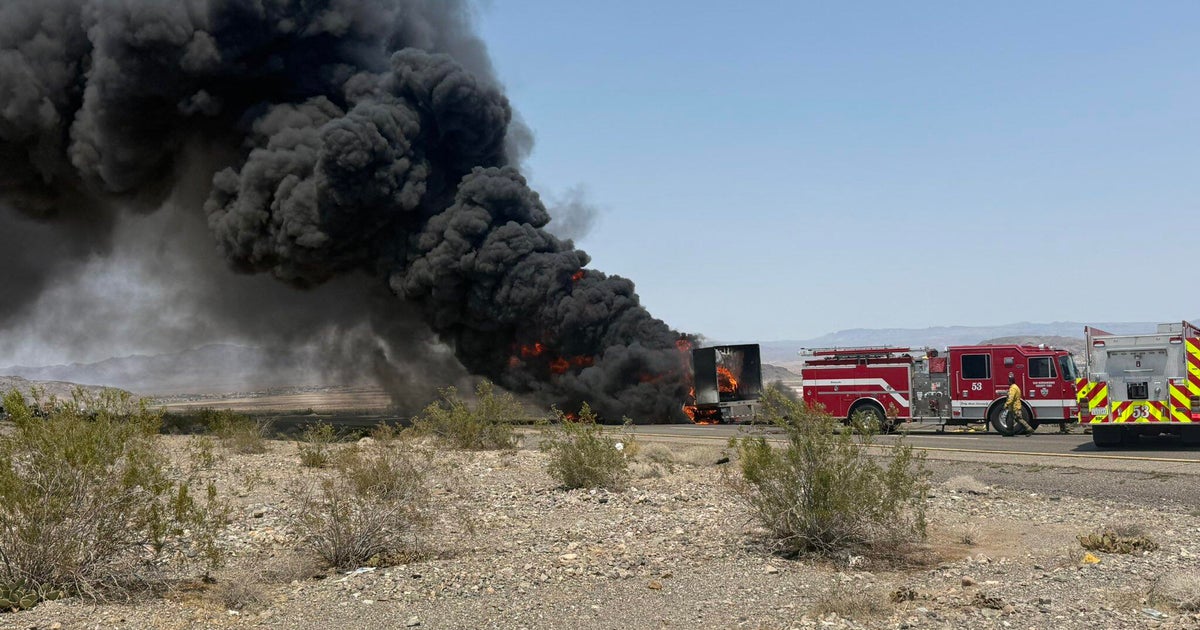 Semi truck fire causes massive traffic snarl on I-15 heading towards Las Vegas 