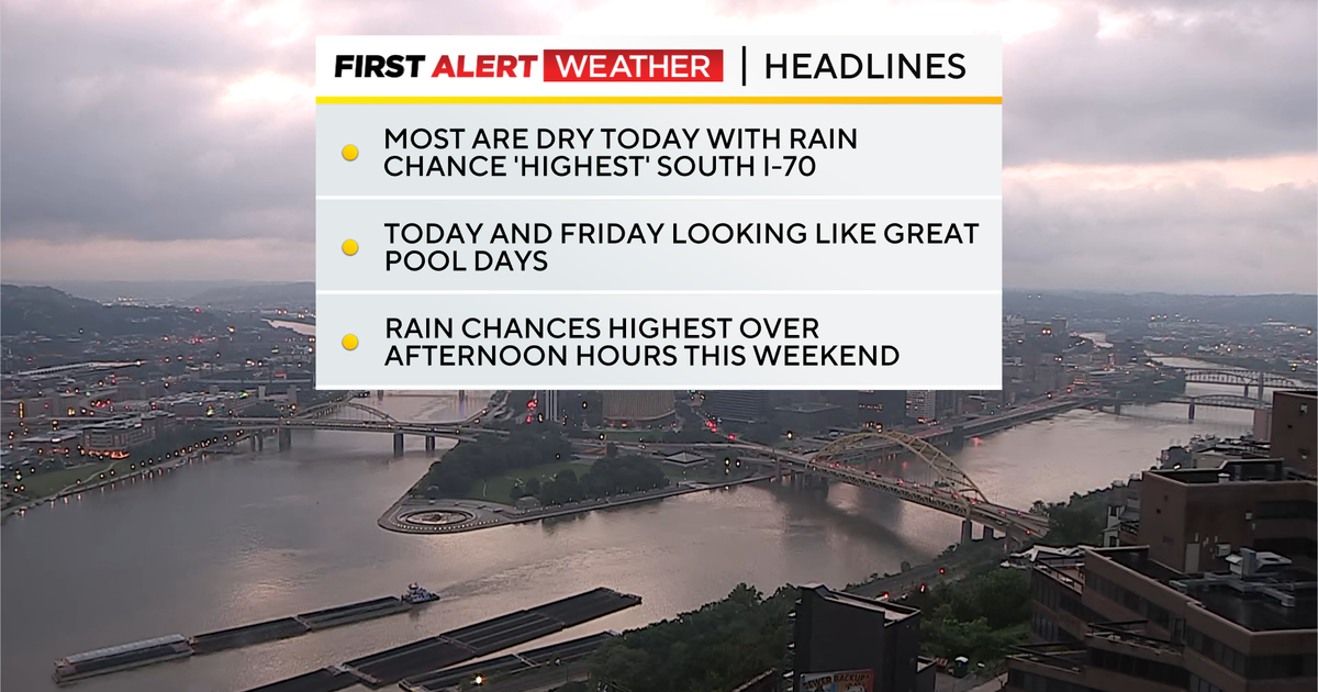 After a day of heavy rains, most of the Pittsburgh regions will get a break from showers