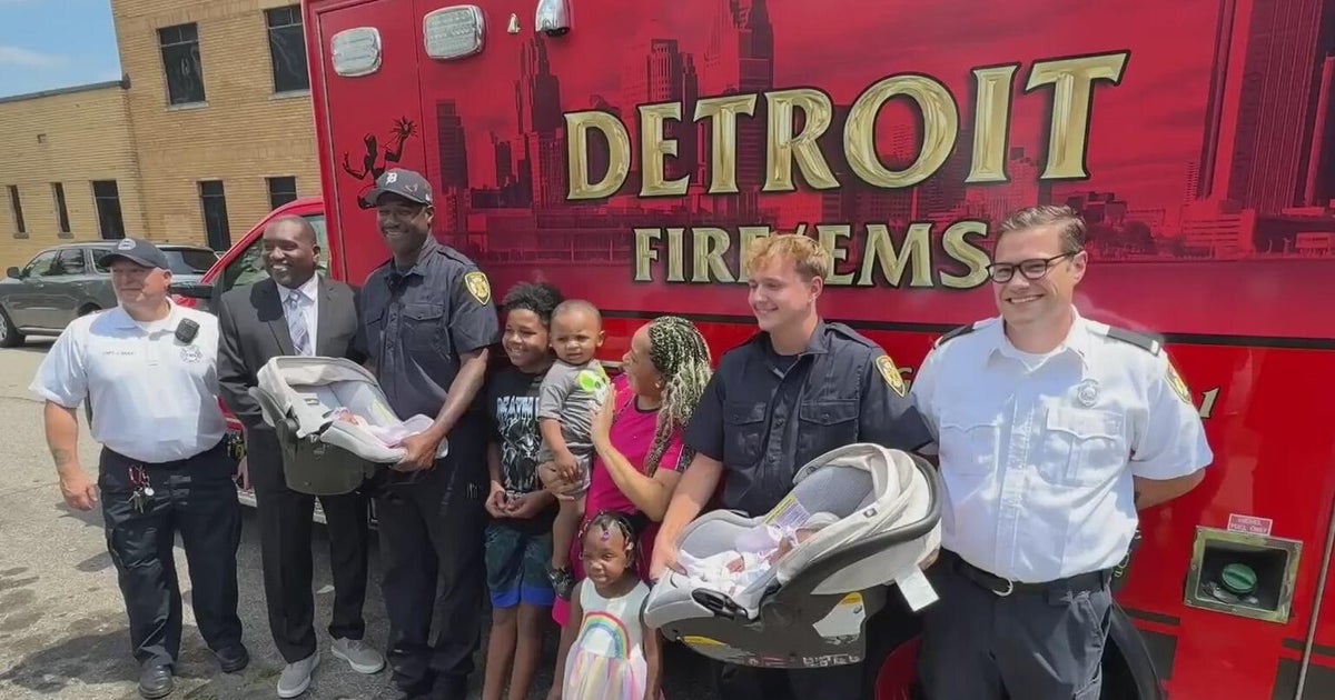 Detroit mother reunites with EMTs who delivered her twin girls 