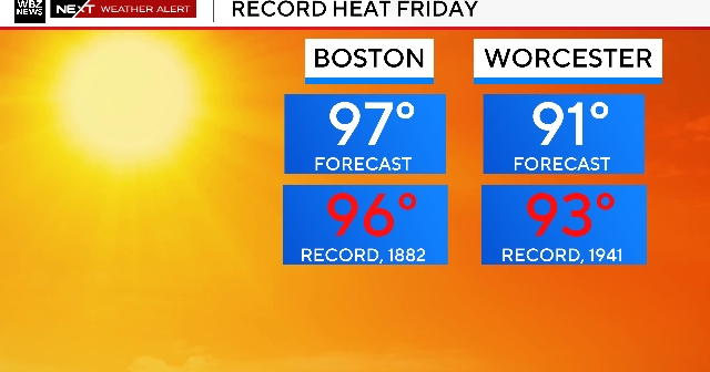 Risk of severe weather follows potentially record-setting heat around Boston 