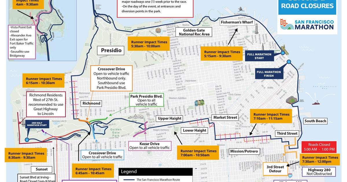 SF Marathon runners set off Sunday morning. These are the road closures 