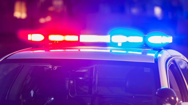 Flashing lights on top of police patrol car