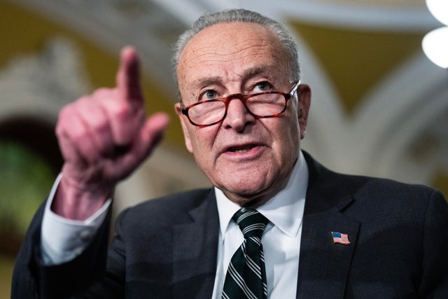 Senate Minority Leader Chuck Schumer conducts a news conference after the senate luncheons in the U.S. Capitol on Tuesday, July 29, 2025. 