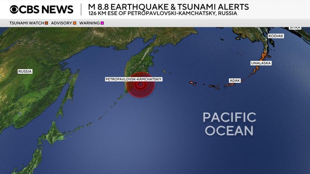 Earthquake map of Russia & Pacific 