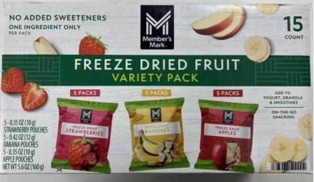 Member's Mark freeze dried fruit package 