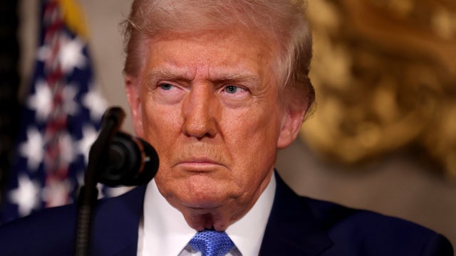 President Trump delivers remarks after signing an executive order on expanding access to IVF at his Mar-a-Lago resort on Feb. 18, 2025, in Palm Beach, Florida. 
