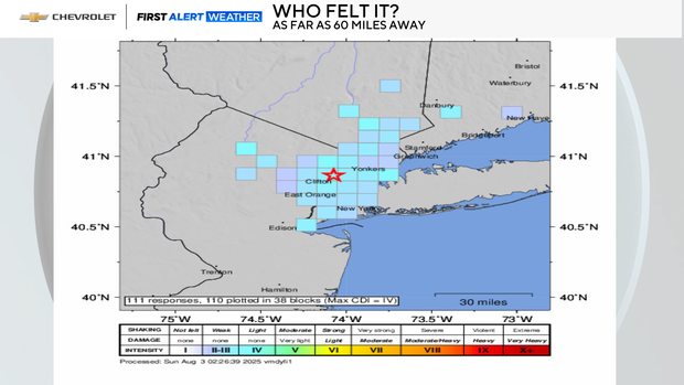 Bergen County New Jersey earthquake 