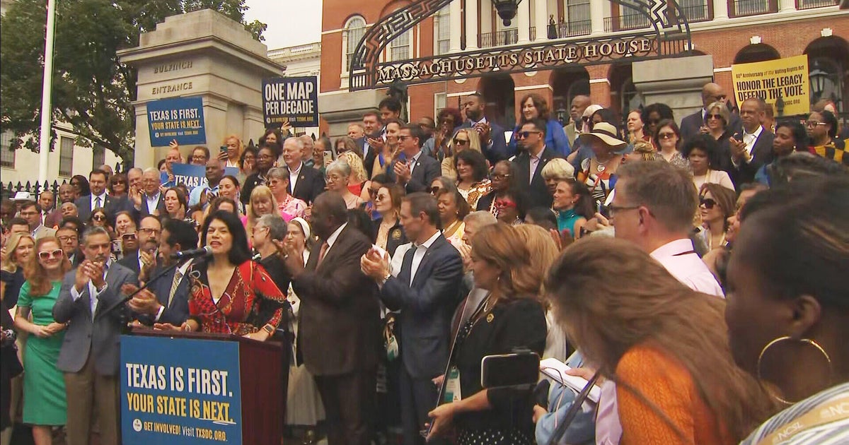 Texas Democrats in Boston to protest GOP redistricting bill say they're "not fleeing" 