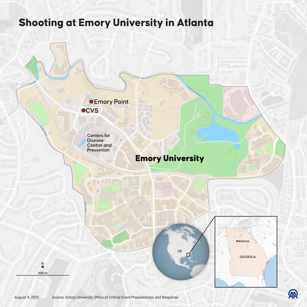 Map of Emory University in Atlanta 