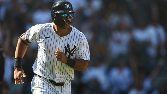 Trent Grisham #12 of the New York Yankees reacts to a solo home run during the eighth inning against the Houston Astros at Yankee Stadium on August 09, 2025 in the Bronx borough of New York City. 