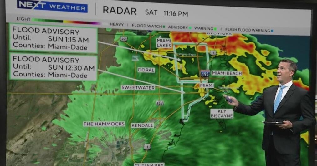 Flood advisory in effect for Miami-Dade until early Sunday following heavy rain – CBS News