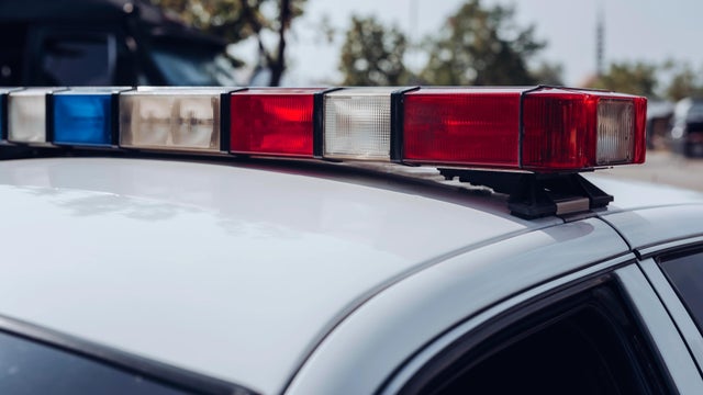 Emergency lights on a us police car 