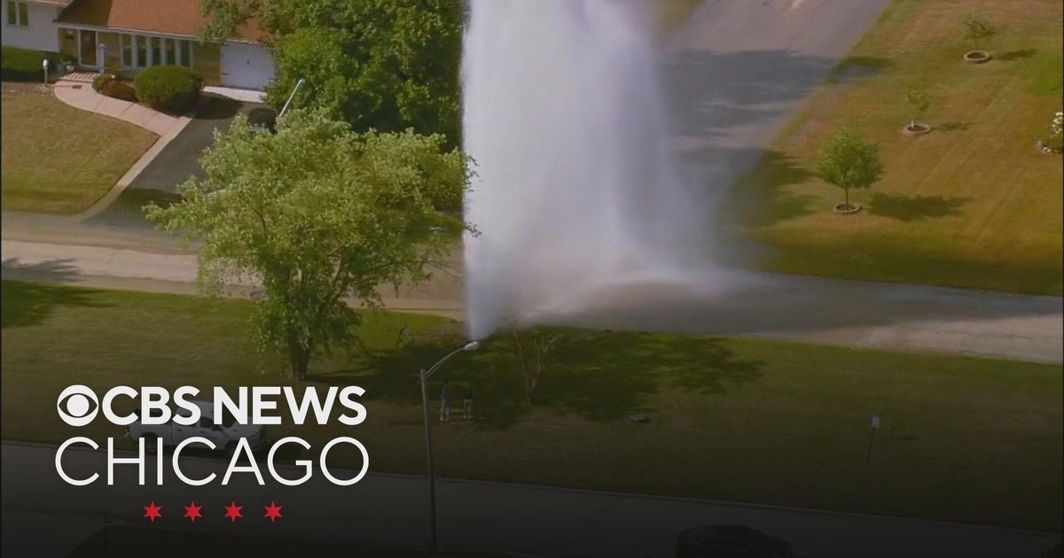 Water main break in Norwood Park Township sends geyser of water into ...