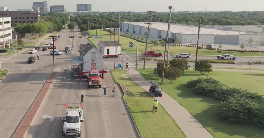 Historic 1880s "Miss Belle's House" moves to its final location in Richardson 
