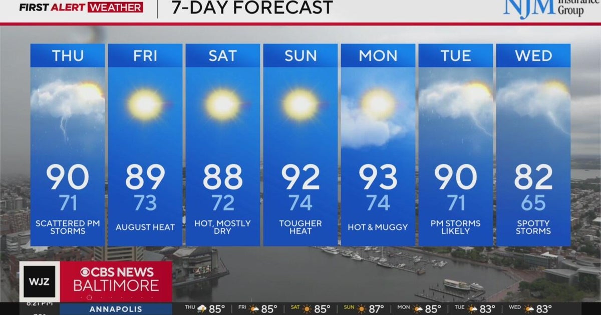Partly cloudy Wednesday evening, storms wind down in Maryland - CBS ...